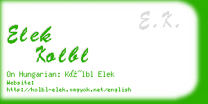 elek kolbl business card